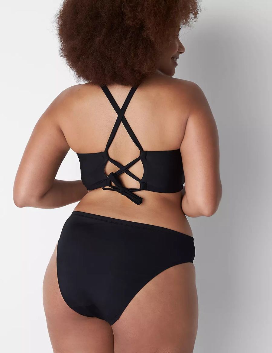Women Lane Bryant No-Wire Scoop-Neck Swim Bikini Top Black | PVV1869EO