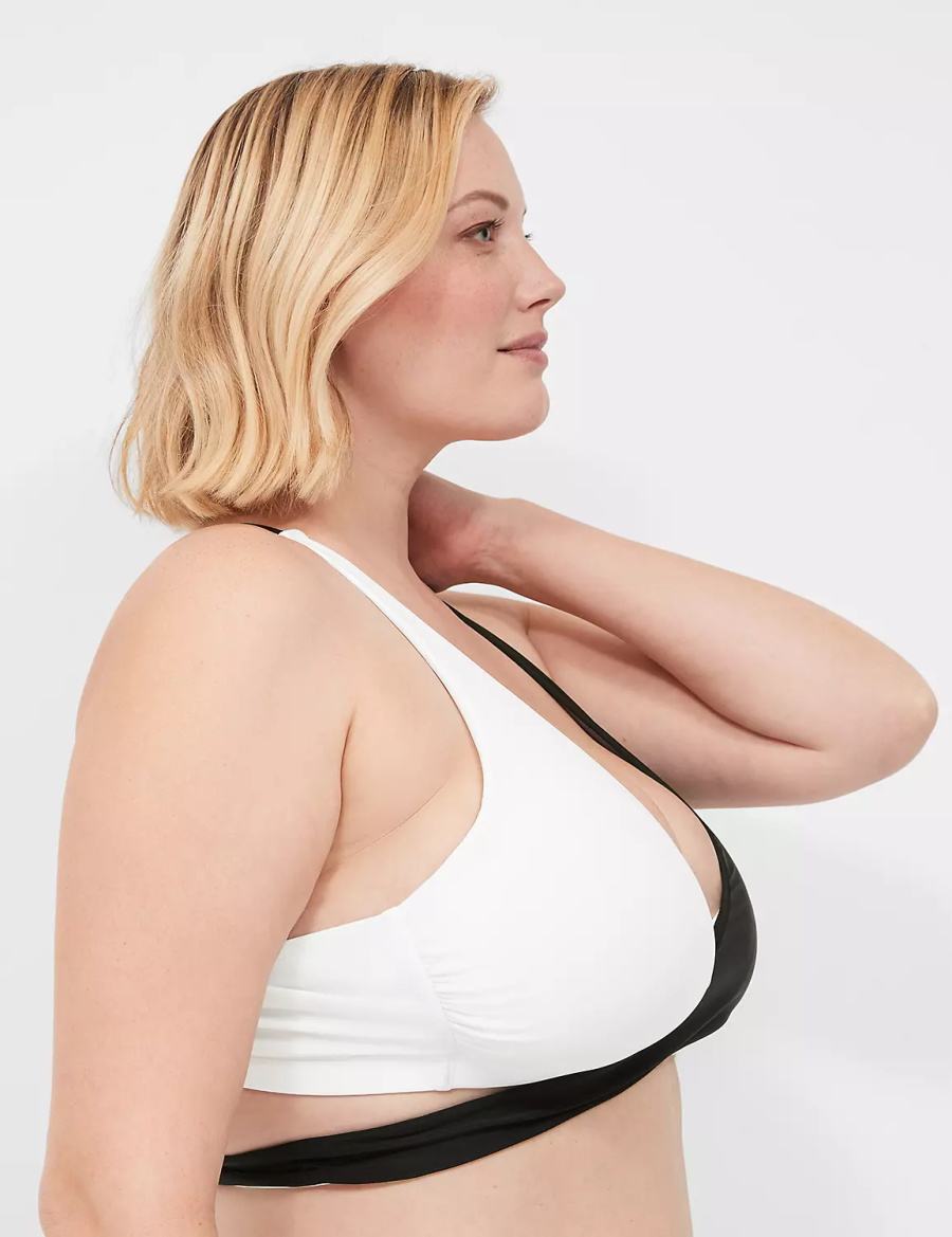 Women Lane Bryant No-Wire Tie-Back Bikini Top Black | KQW1482UD