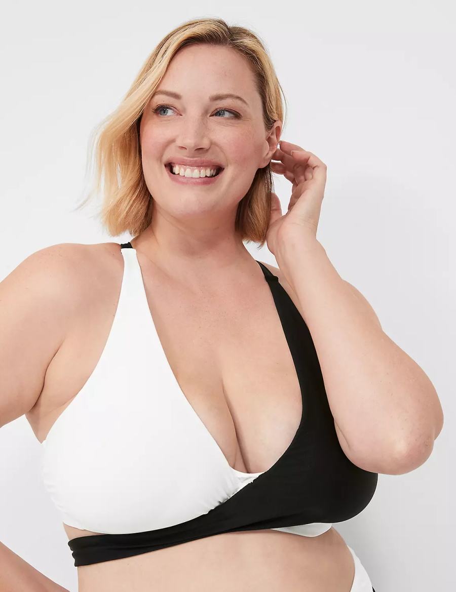 Women Lane Bryant No-Wire Tie-Back Bikini Top Black | KQW1482UD