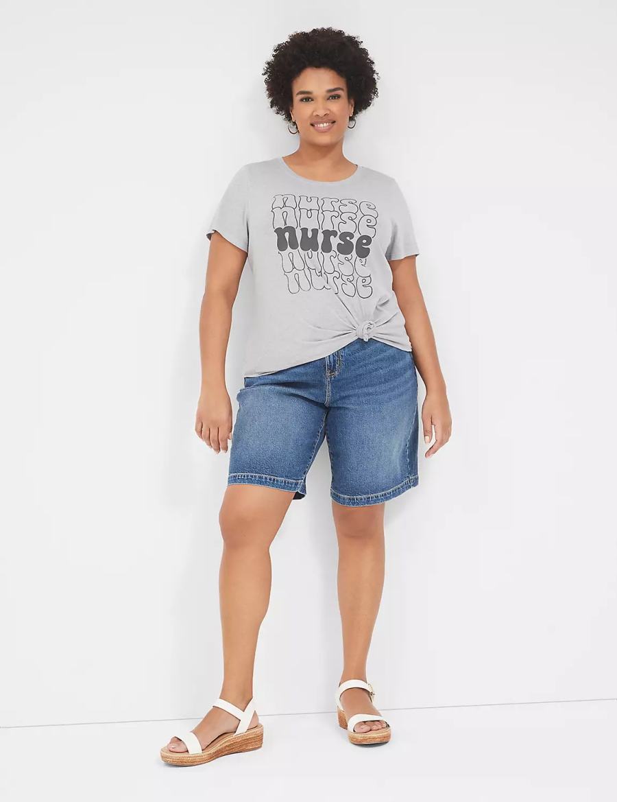 Women Lane Bryant Nurse Graphic Tee T Shirts Grey | YEH1723QO