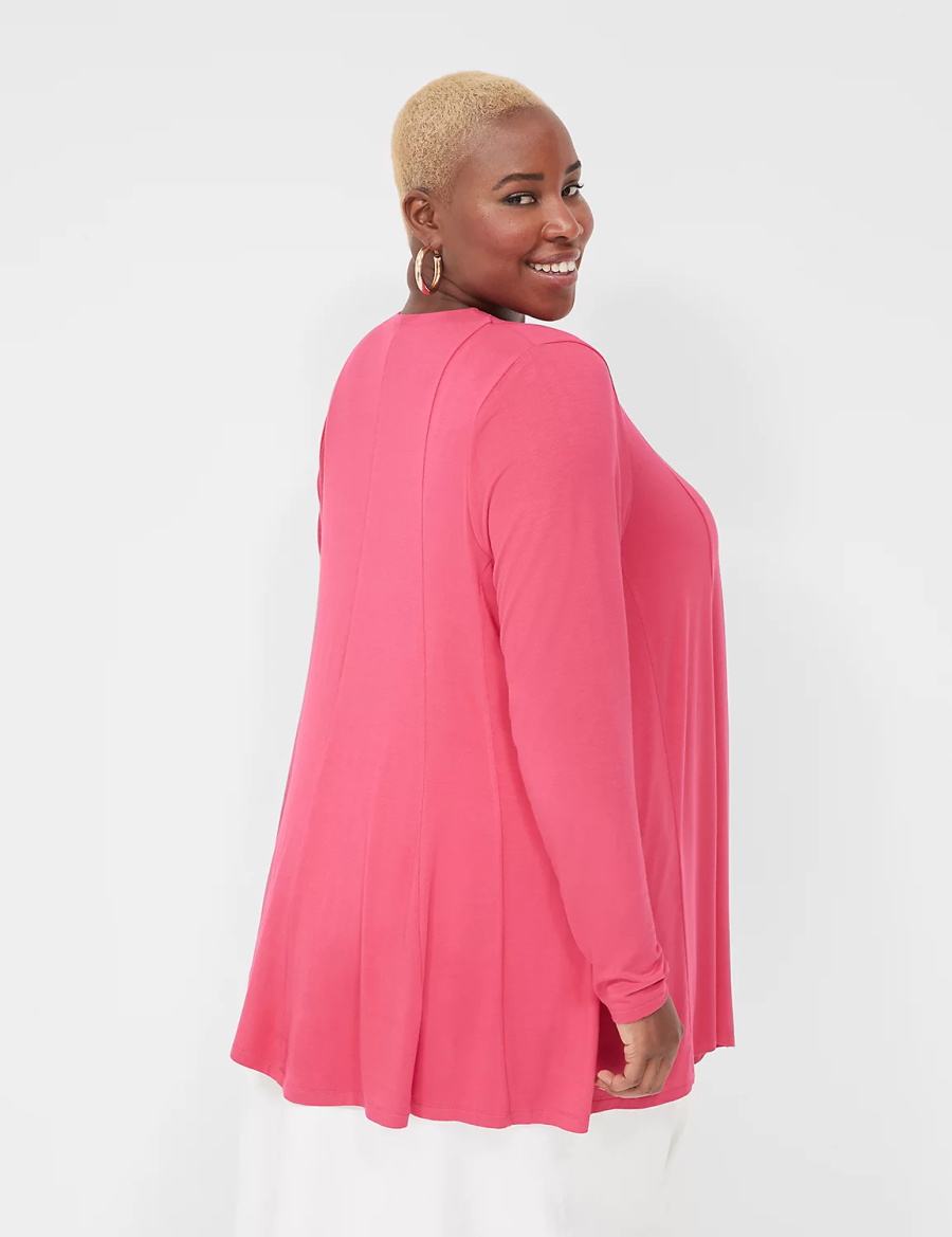 Women Lane Bryant Open-Front Fit & Flare Overpiece Robe Pink | UUX8119BX