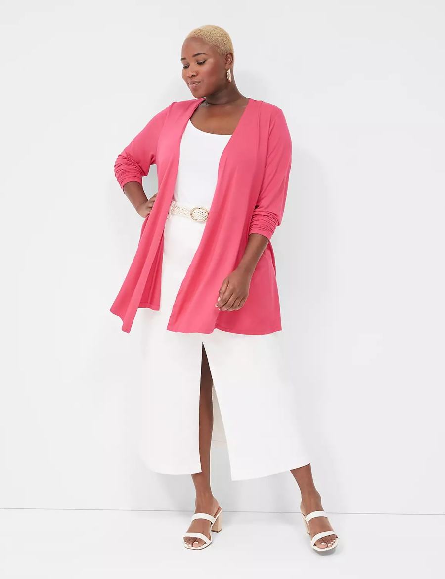 Women Lane Bryant Open-Front Fit & Flare Overpiece Robe Pink | UUX8119BX