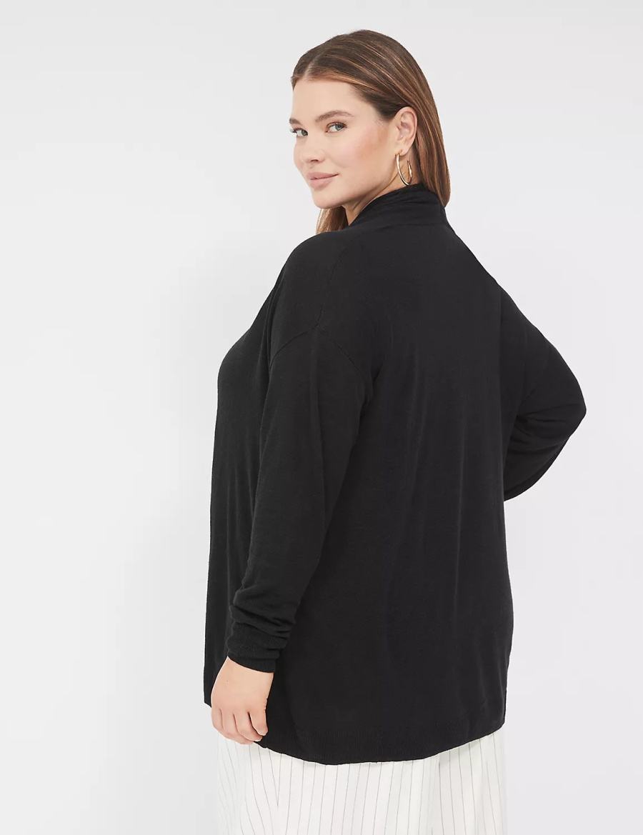 Women Lane Bryant Open-Front Shawl Collar Cardigan Black | LYC5158HP