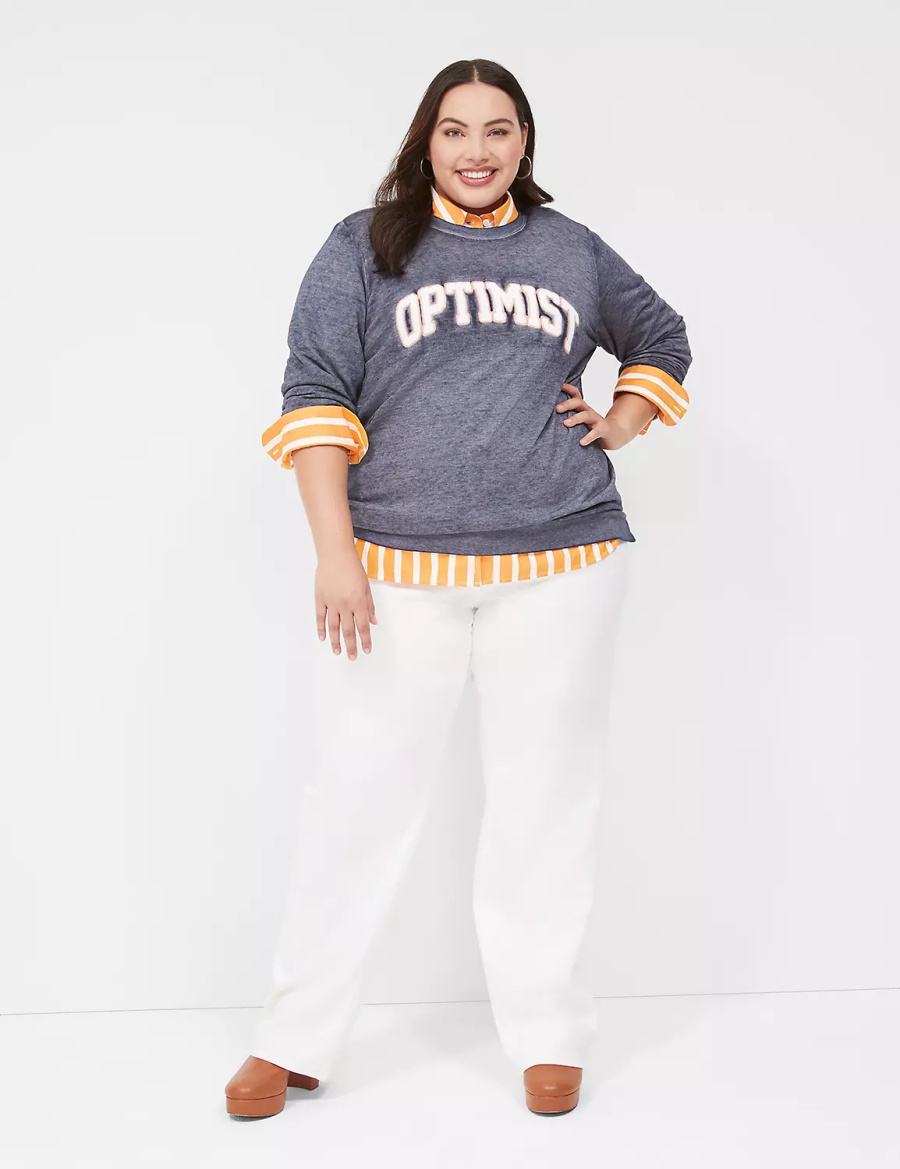 Women Lane Bryant Optimist Graphic Sweatshirts Blue | SLS877BX