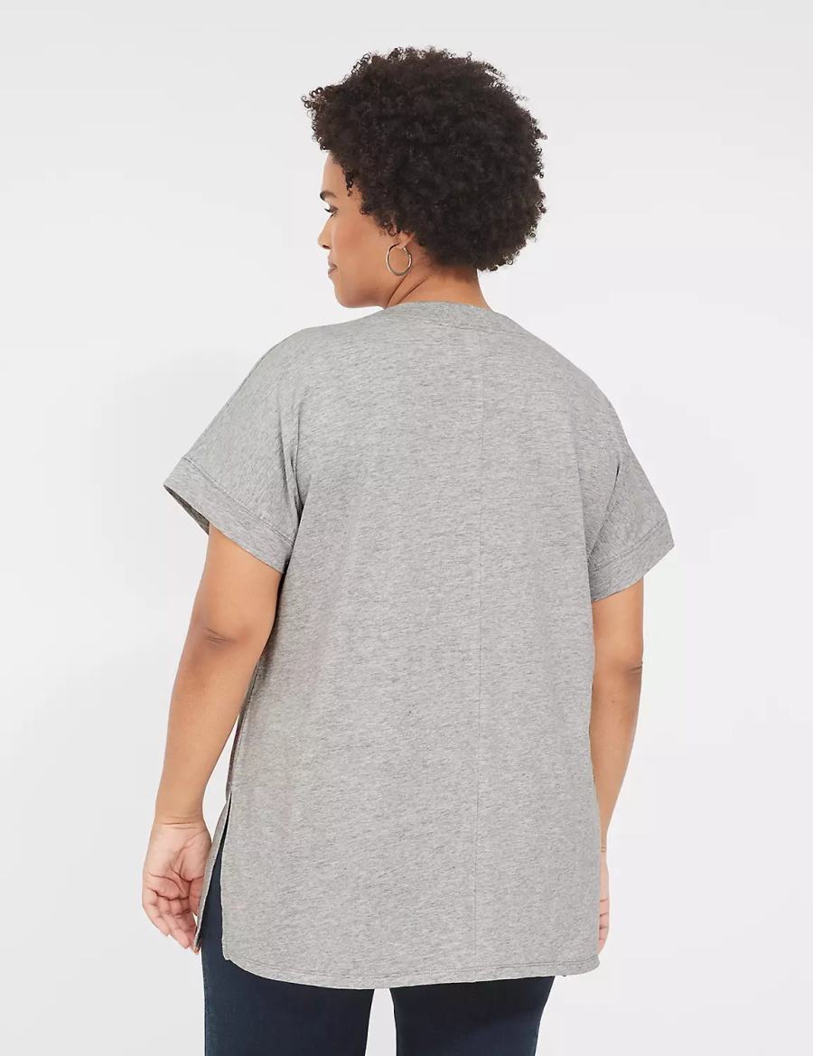 Women Lane Bryant Palm Trees Graphic Easy Tunic T Shirts Grey | OVD4854QL