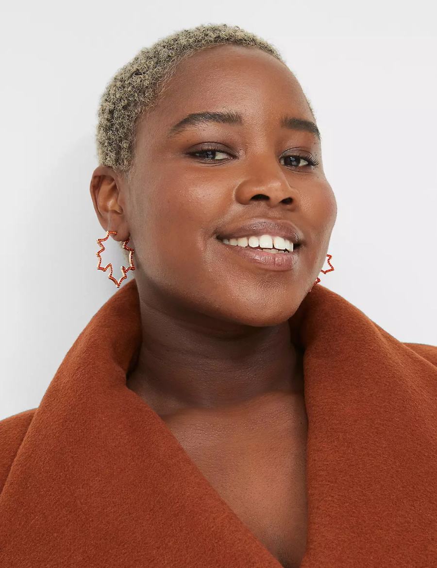 Women Lane Bryant Pave Leaf Statement Earrings Gold | EPY612IW