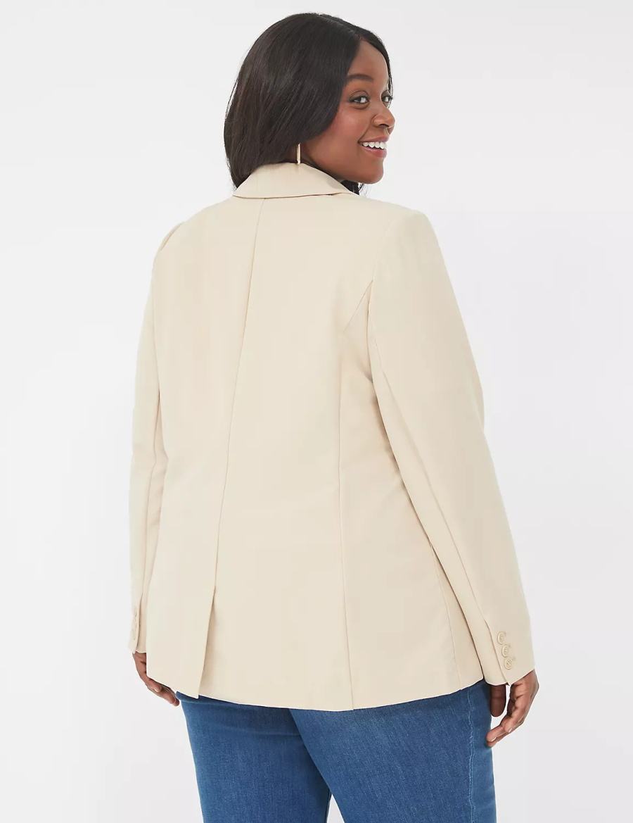 Women Lane Bryant Perfect Drape Blazers Khaki | BDI944CE