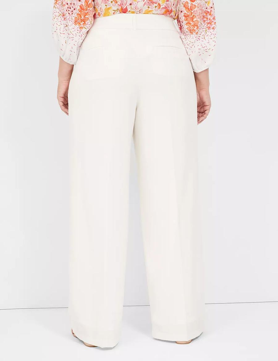 Women Lane Bryant Perfect Drape High-Rise Wide Leg - Fully Lined Pants White Rose | HDB1588XZ