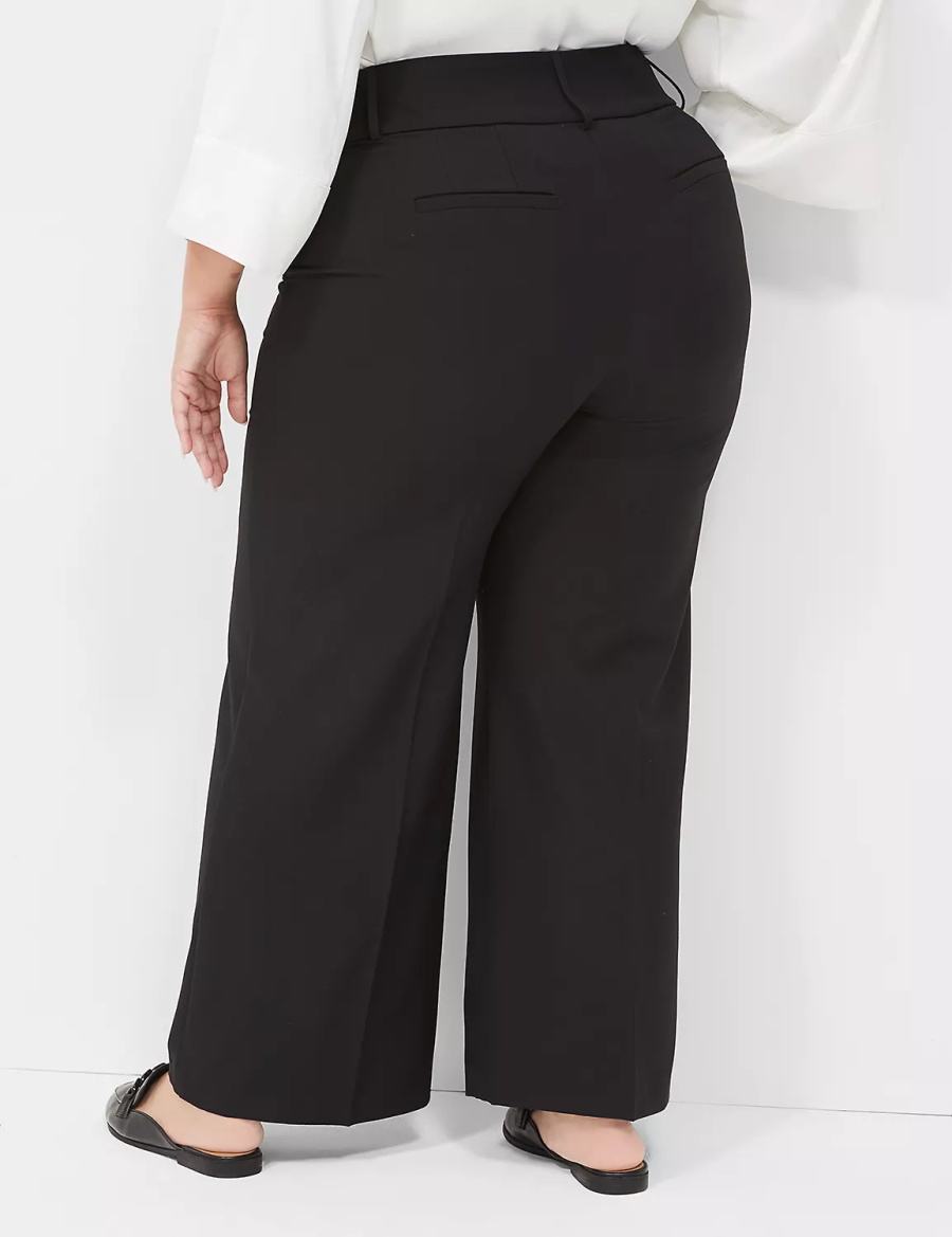 Women Lane Bryant Perfect Drape High-Rise Wide Leg Pants Black | VRT979JH
