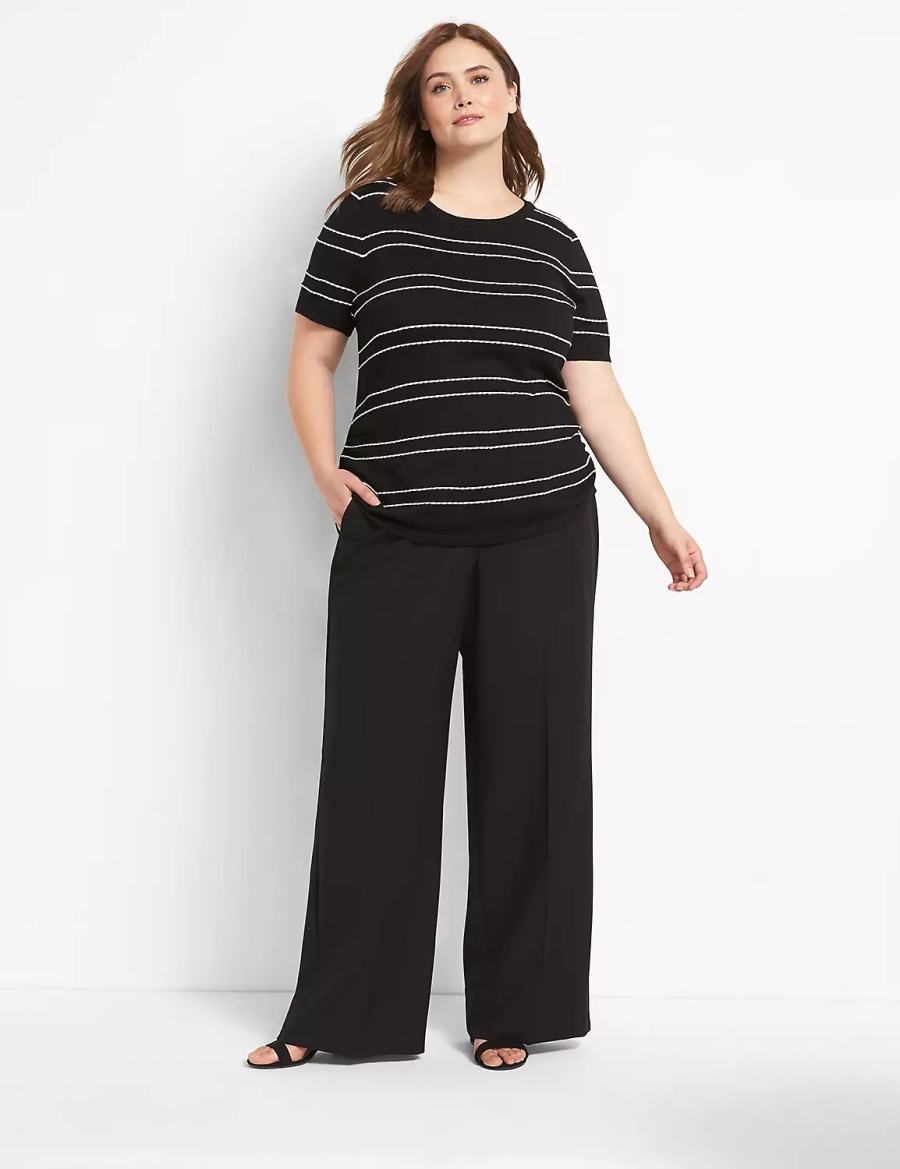 Women Lane Bryant Perfect Drape High-Rise Wide Leg Pants Black | VRT979JH