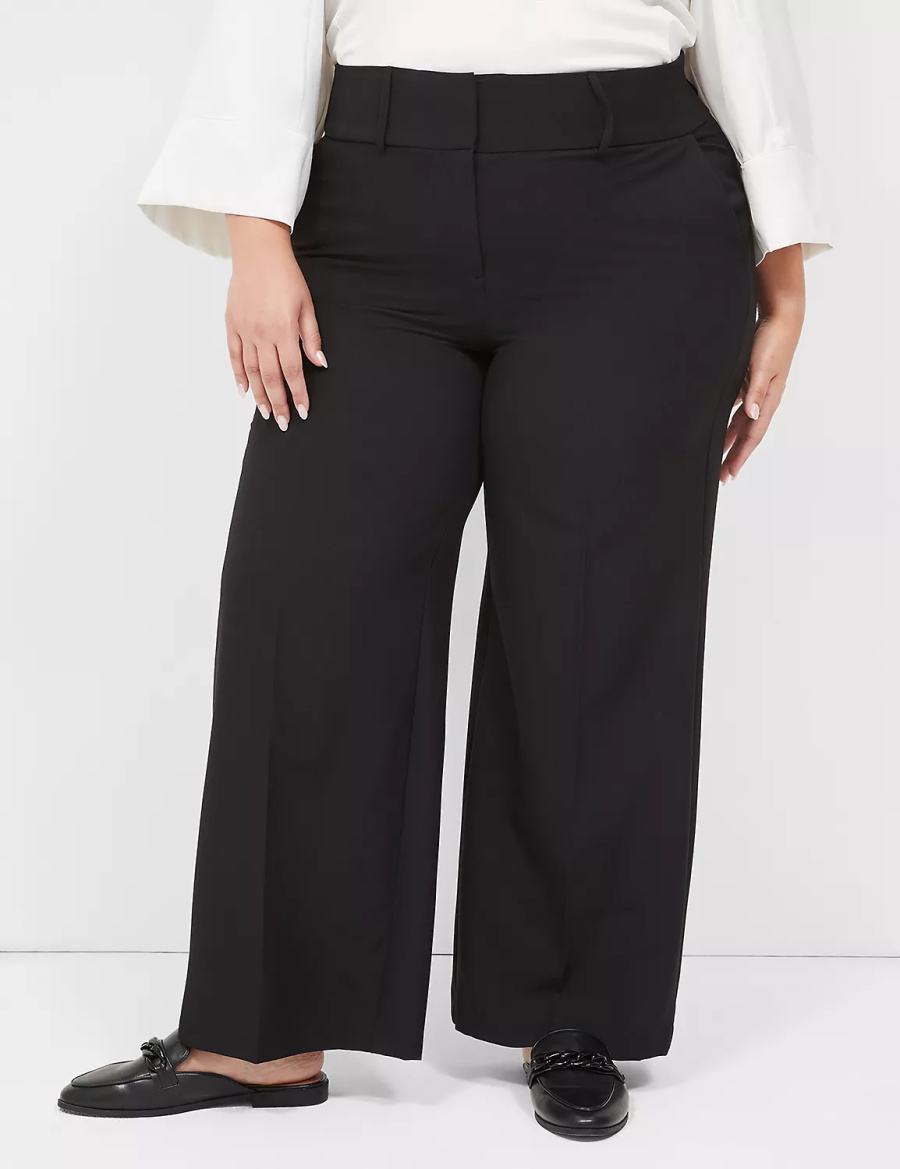 Women Lane Bryant Perfect Drape High-Rise Wide Leg Pants Black | VRT979JH