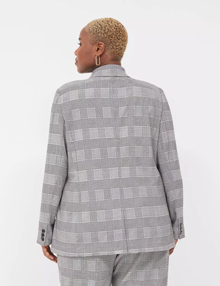 Women Lane Bryant Perfect Drape One-Button Blazers Black | FTW7251BS