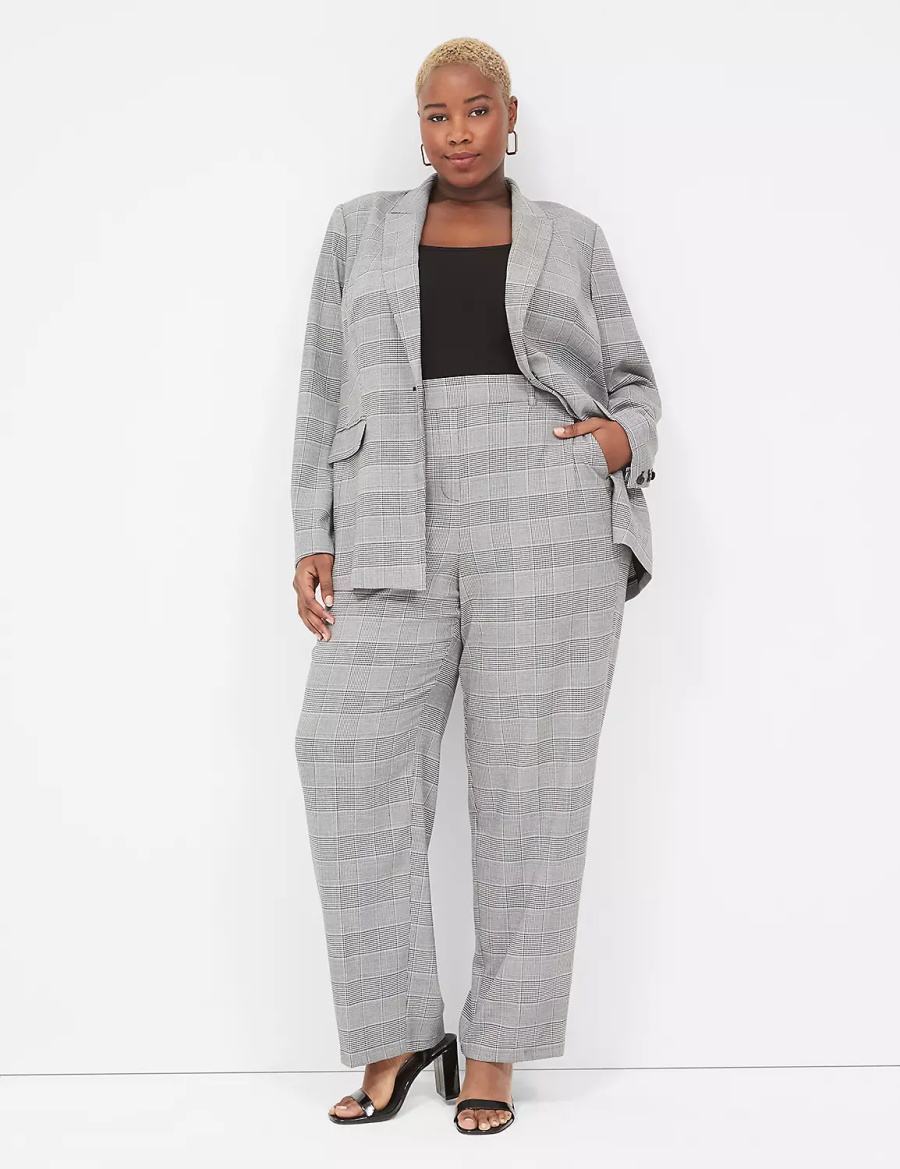 Women Lane Bryant Perfect Drape One-Button Blazers Black | FTW7251BS