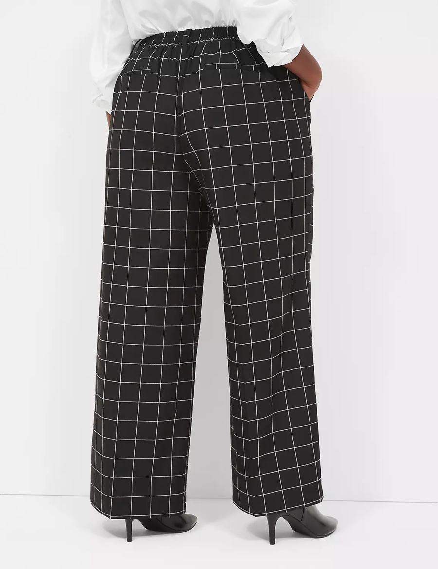 Women Lane Bryant Perfect Drape Pull-On High-Rise Wide Leg Pants Black | YIC1151XP