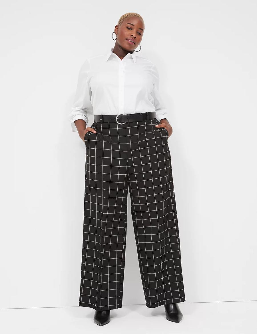 Women Lane Bryant Perfect Drape Pull-On High-Rise Wide Leg Pants Black | YIC1151XP