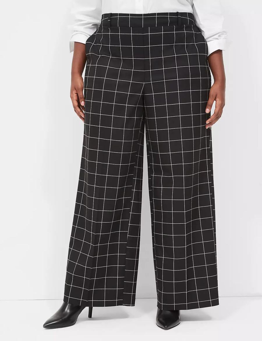 Women Lane Bryant Perfect Drape Pull-On High-Rise Wide Leg Pants Black | YIC1151XP