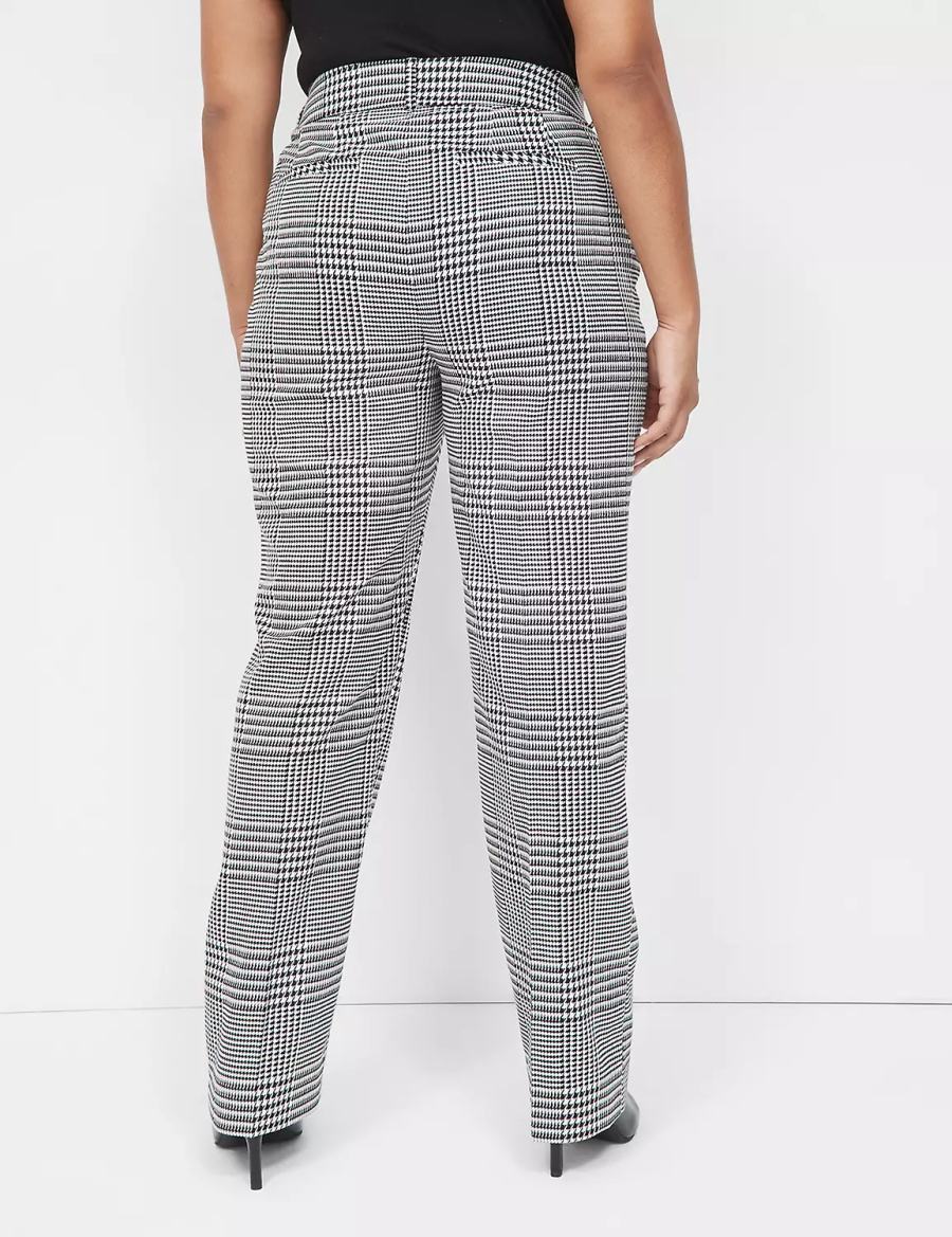 Women Lane Bryant Perfect Drape Straight Leg Pants Black White | EZQ4596DR