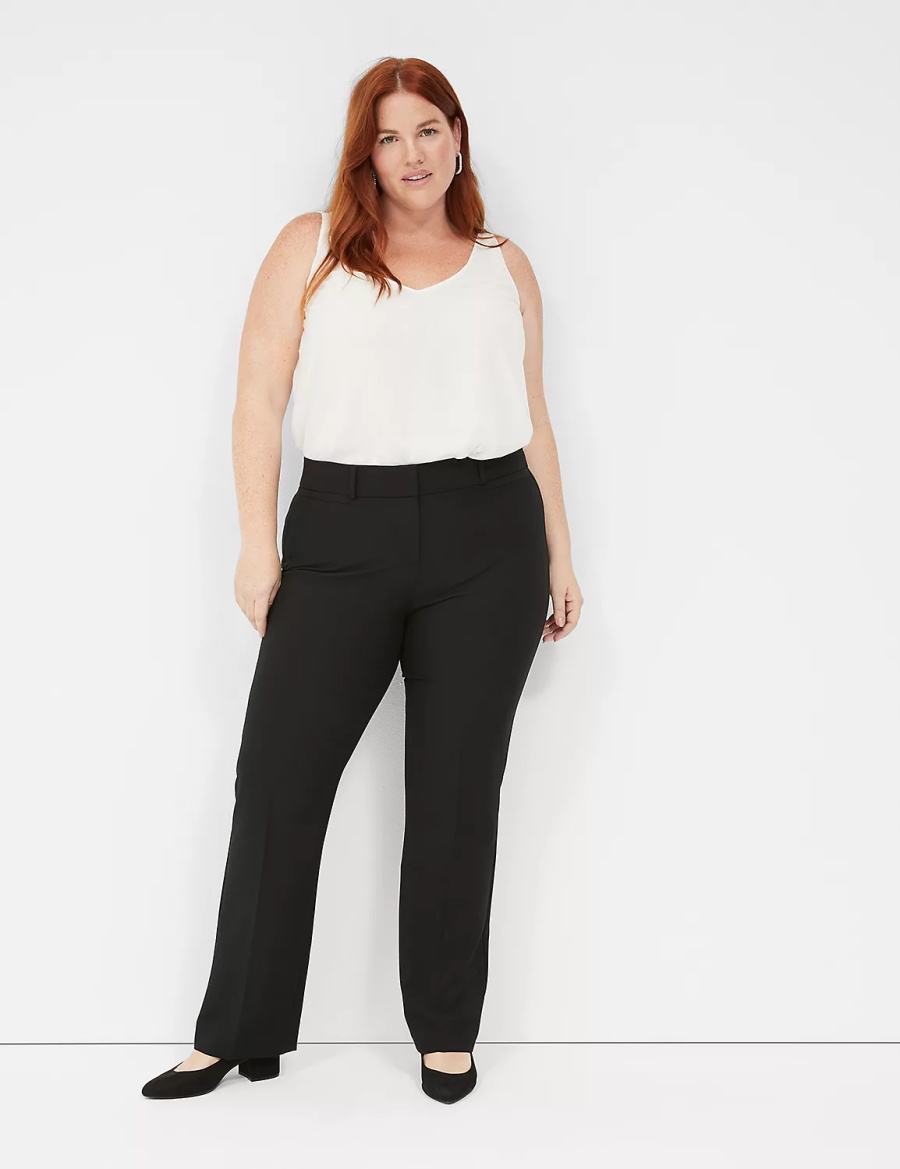 Women Lane Bryant Perfect Drape Straight Pants Black | BGC3486XS