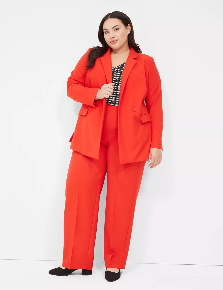 Women Lane Bryant Perfect Drapeed Blazers Red | WOY241QZ
