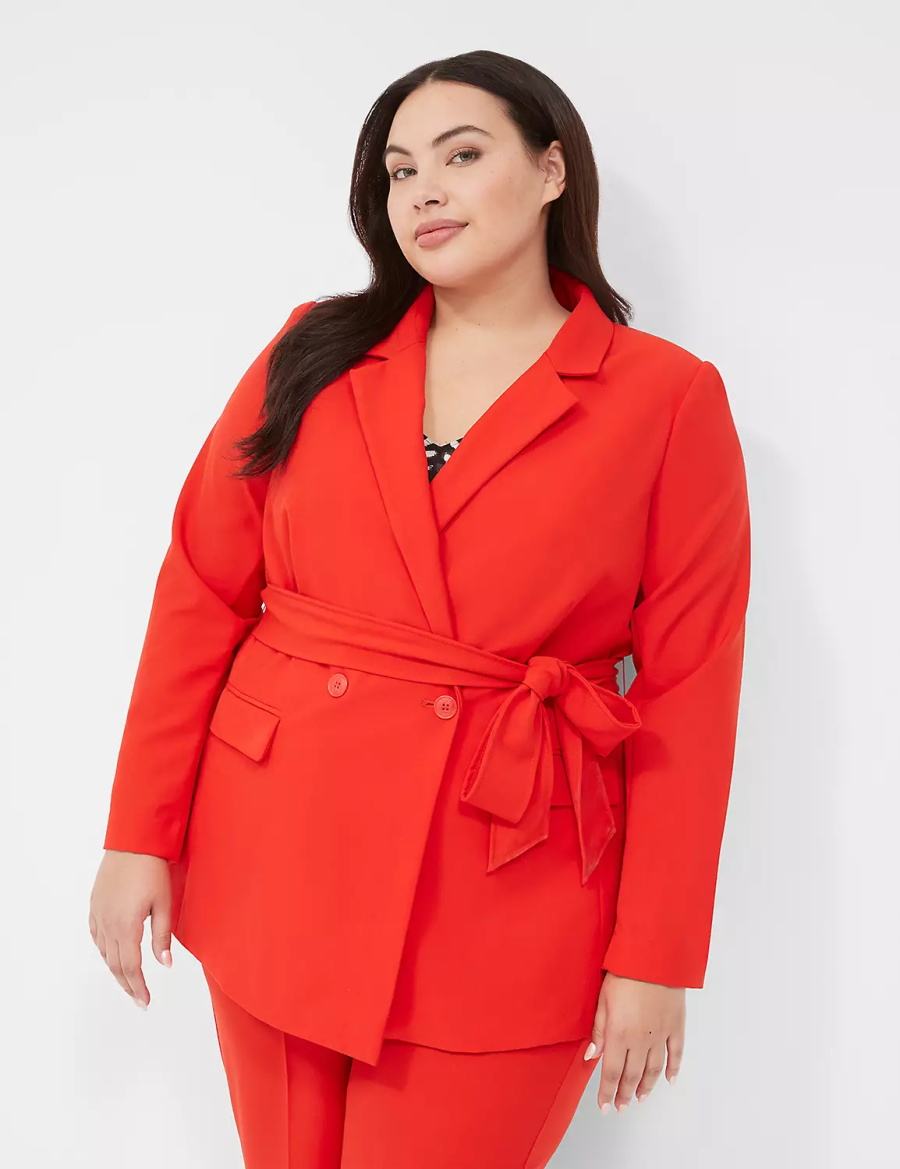 Women Lane Bryant Perfect Drapeed Blazers Red | WOY241QZ