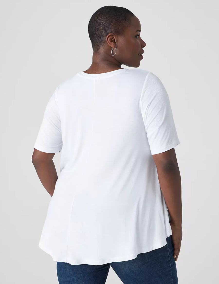 Women Lane Bryant Perfect Sleeve Crew-Neck Extreme Swing Tunic T Shirts White | YWY6413ZV
