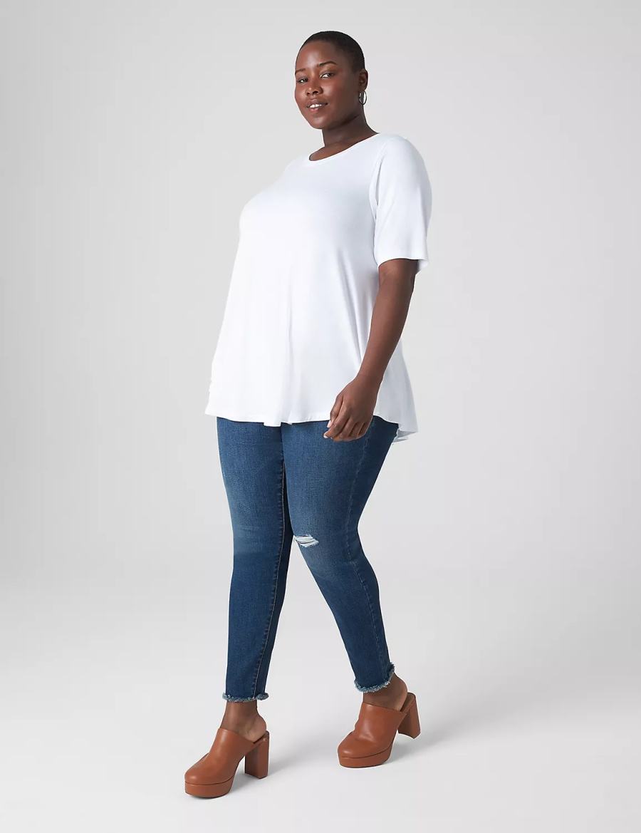 Women Lane Bryant Perfect Sleeve Crew-Neck Extreme Swing Tunic T Shirts White | YWY6413ZV