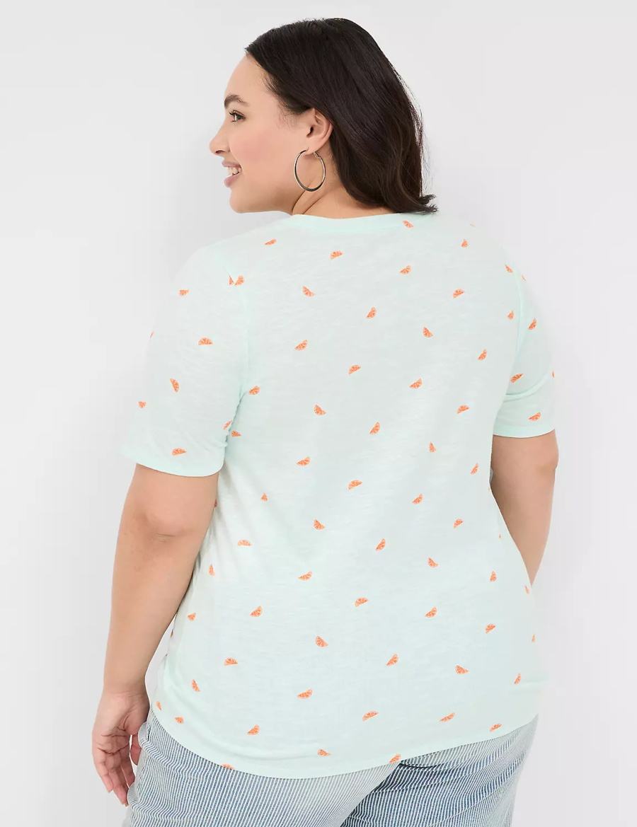 Women Lane Bryant Perfect Sleeve Crew-Neck Tee T Shirts Orange | OHR599EW