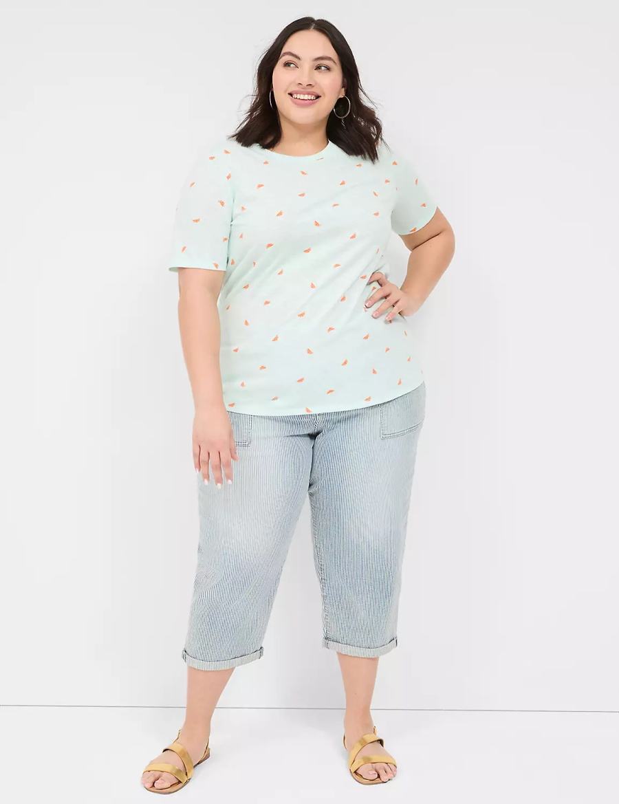 Women Lane Bryant Perfect Sleeve Crew-Neck Tee T Shirts Orange | OHR599EW
