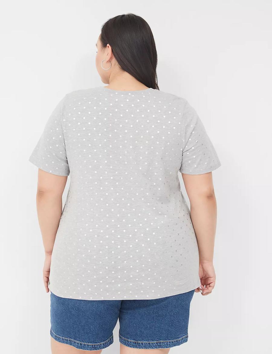 Women Lane Bryant Perfect Sleeve Crew-Neck Tee T Shirts Grey | AWS4635ZB