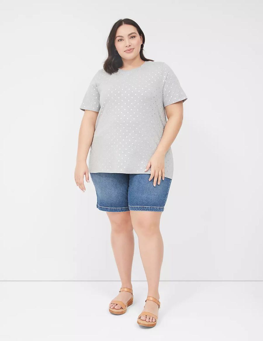 Women Lane Bryant Perfect Sleeve Crew-Neck Tee T Shirts Grey | AWS4635ZB