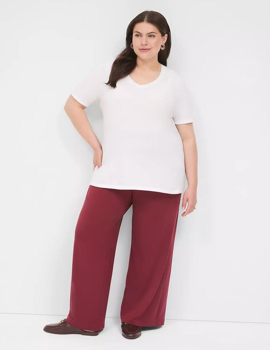 Women Lane Bryant Perfect Sleeve V-Neck Tee T Shirts White | JFM7036AM