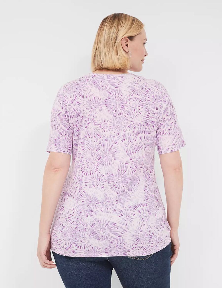 Women Lane Bryant Perfect Sleeve V-Neck Tee T Shirts Purple | TBS2231DS