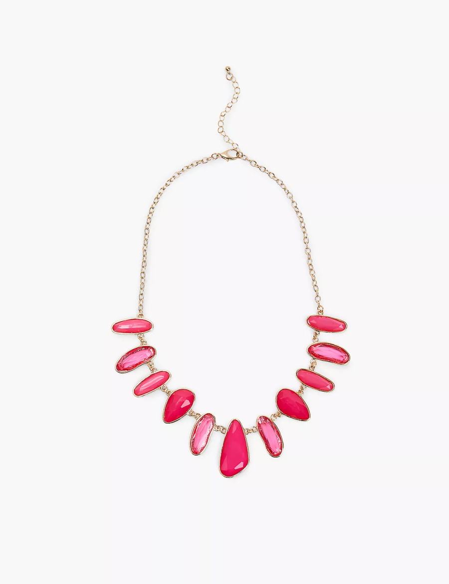 Women Lane Bryant Pink Imitation Stone Necklace Gold | SKH47IA