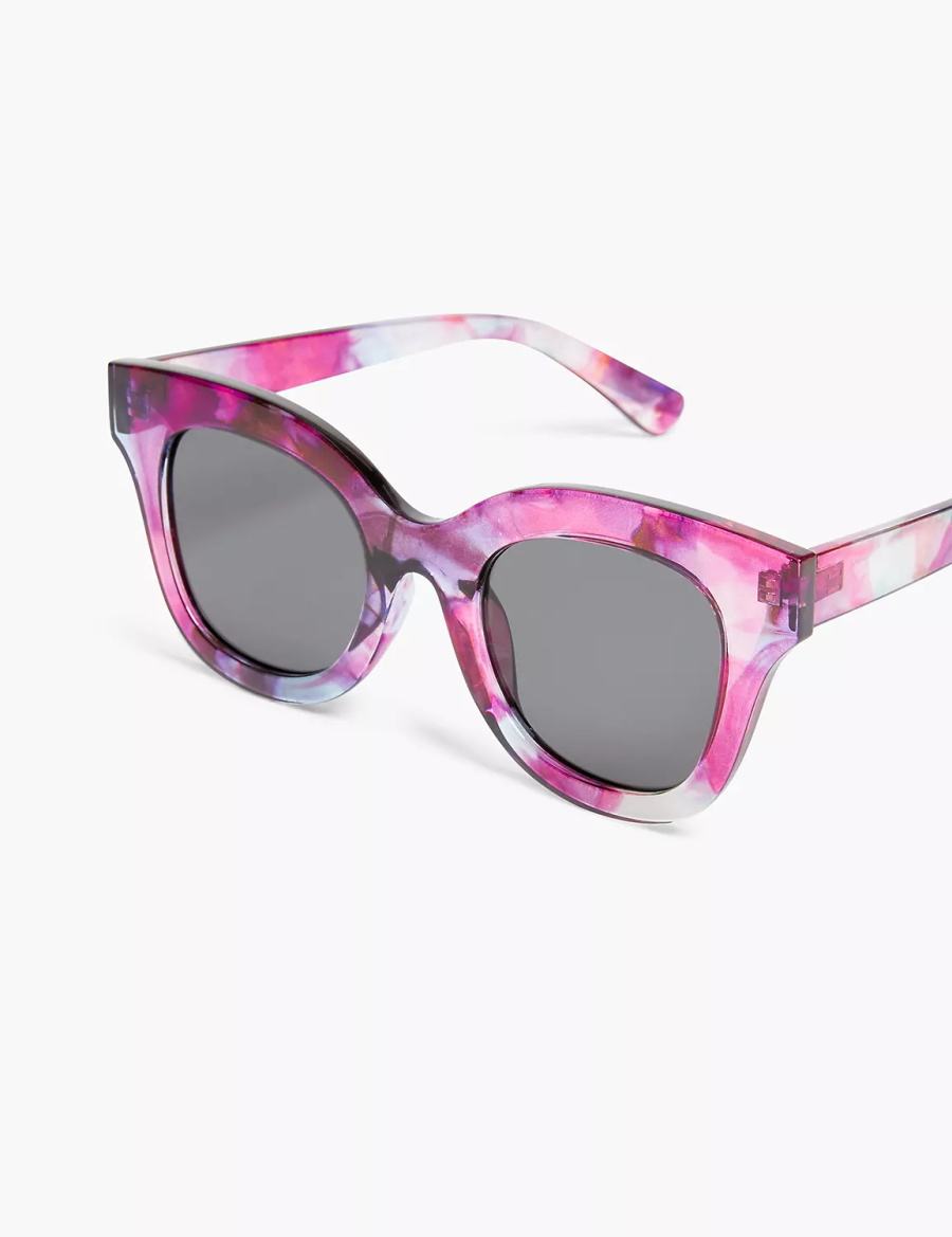 Women Lane Bryant Pink & Purple Watercolor Cateye Sunglasses Pink | RRZ9994DG