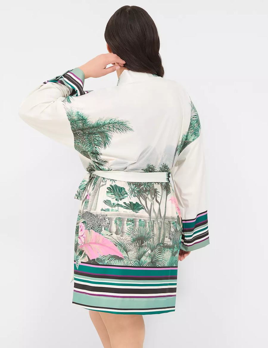 Women Lane Bryant Placed Print Robe Green Multicolor | LJS7864WF