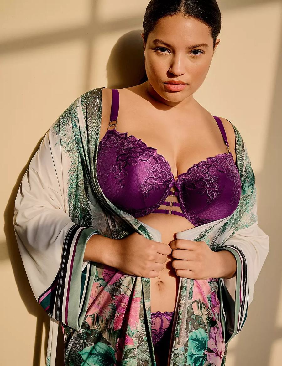 Women Lane Bryant Placed Print Robe Green Multicolor | LJS7864WF