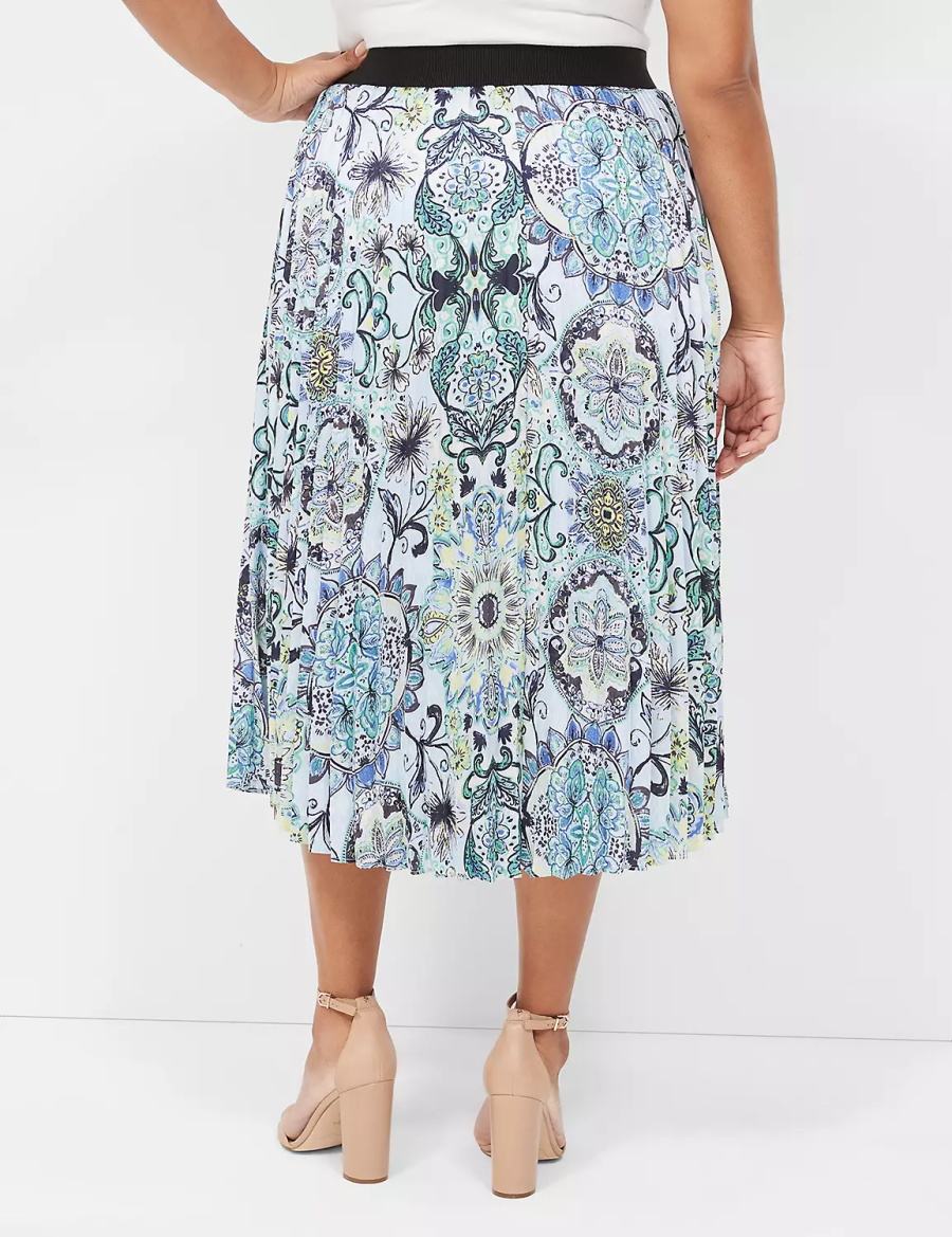 Women Lane Bryant Pleated Skirts Blue | LYI2116NE