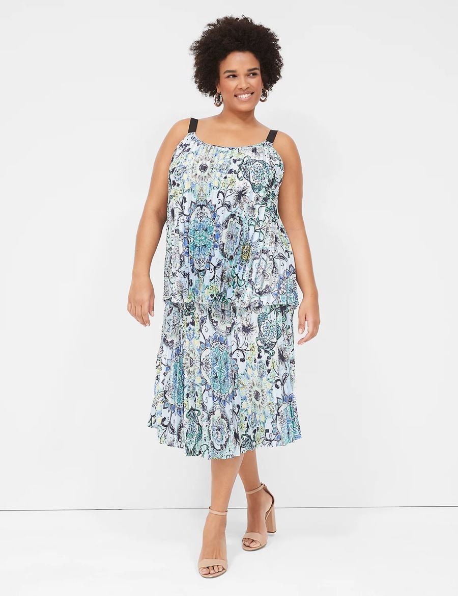 Women Lane Bryant Pleated Skirts Blue | LYI2116NE