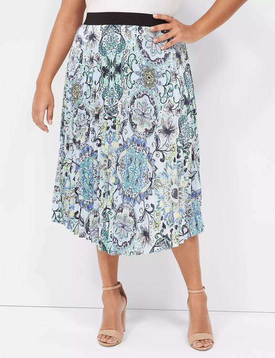 Women Lane Bryant Pleated Skirts Blue | LYI2116NE