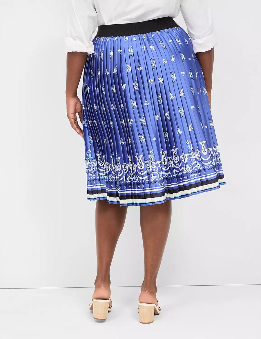 Women Lane Bryant Pleated Skirts Blue | XTZ5975GT