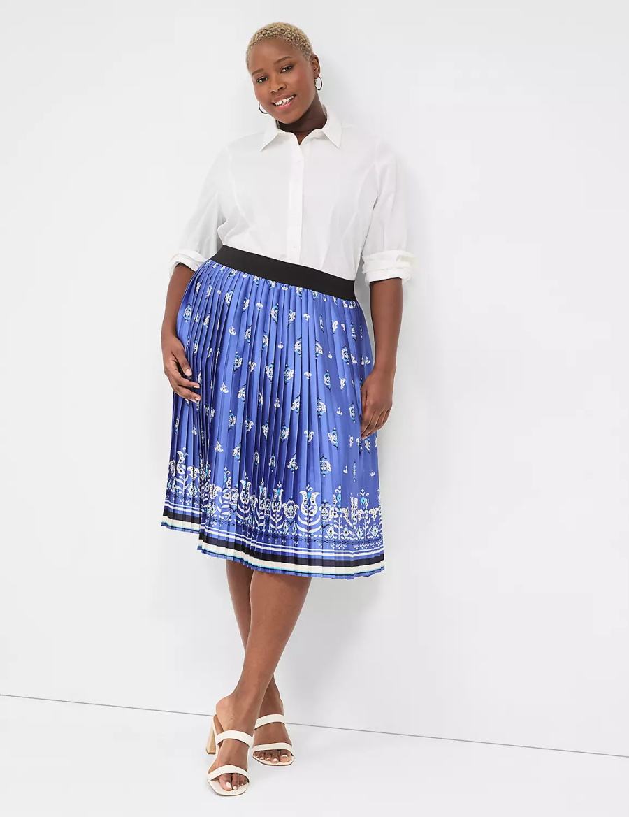 Women Lane Bryant Pleated Skirts Blue | XTZ5975GT