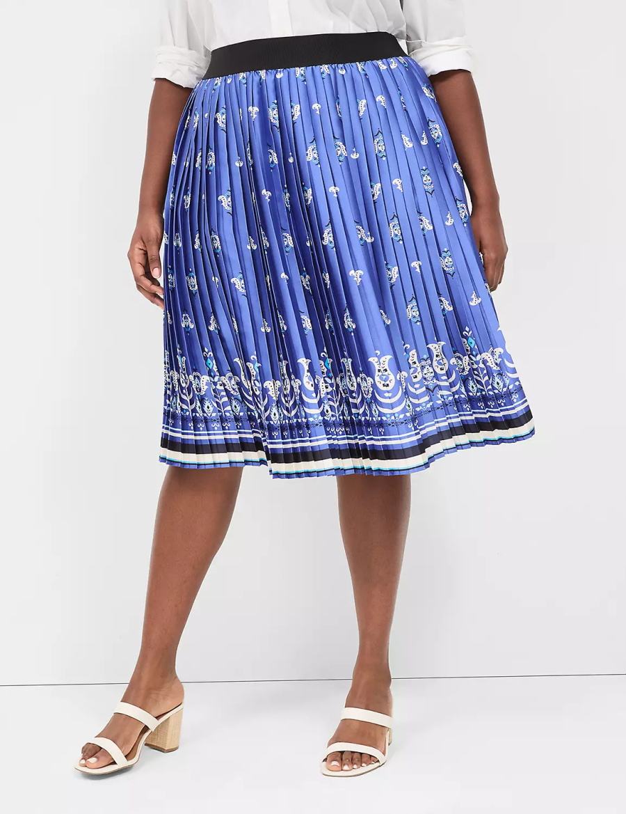 Women Lane Bryant Pleated Skirts Blue | XTZ5975GT