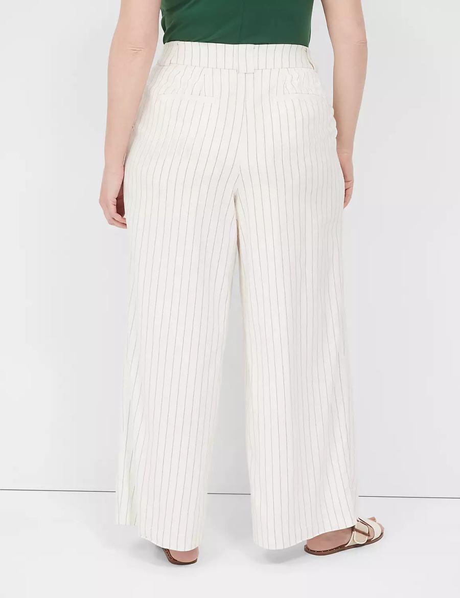 Women Lane Bryant Pleated Wide Leg Pants White | AJA8412TG
