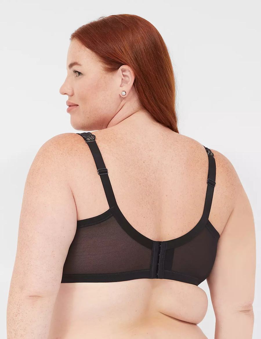 Women Lane Bryant Plunge with Lace Unlined Bra Black | SJJ1654IC