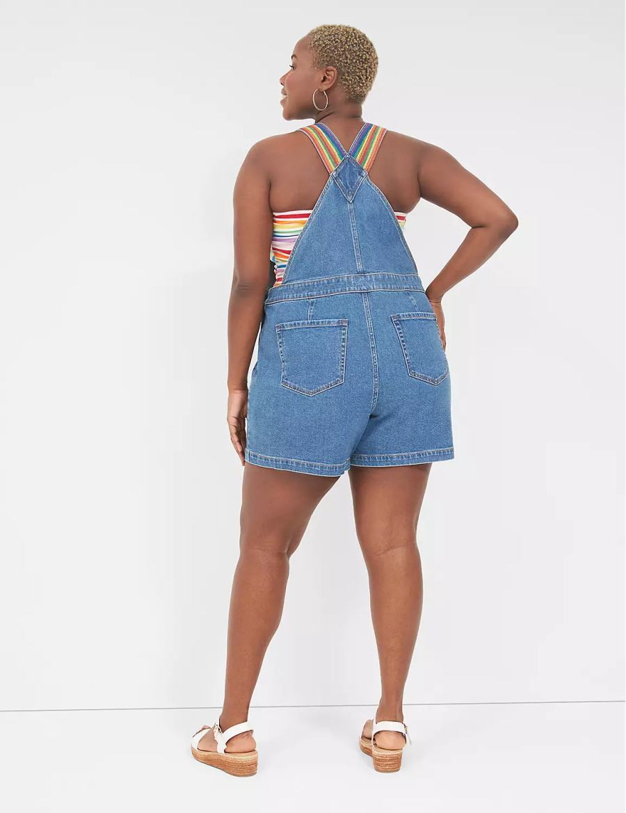 Women Lane Bryant Pride Boyfriend Denim Overall Blue | LDZ9488HM