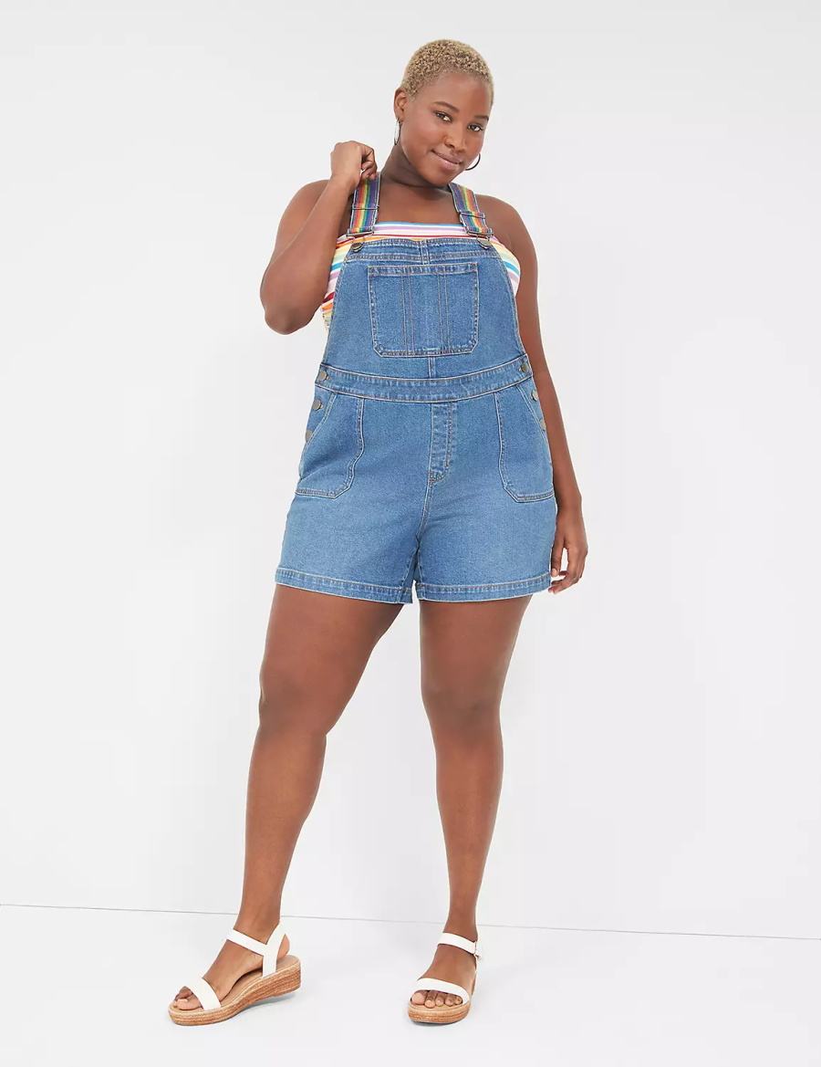 Women Lane Bryant Pride Boyfriend Denim Overall Blue | LDZ9488HM