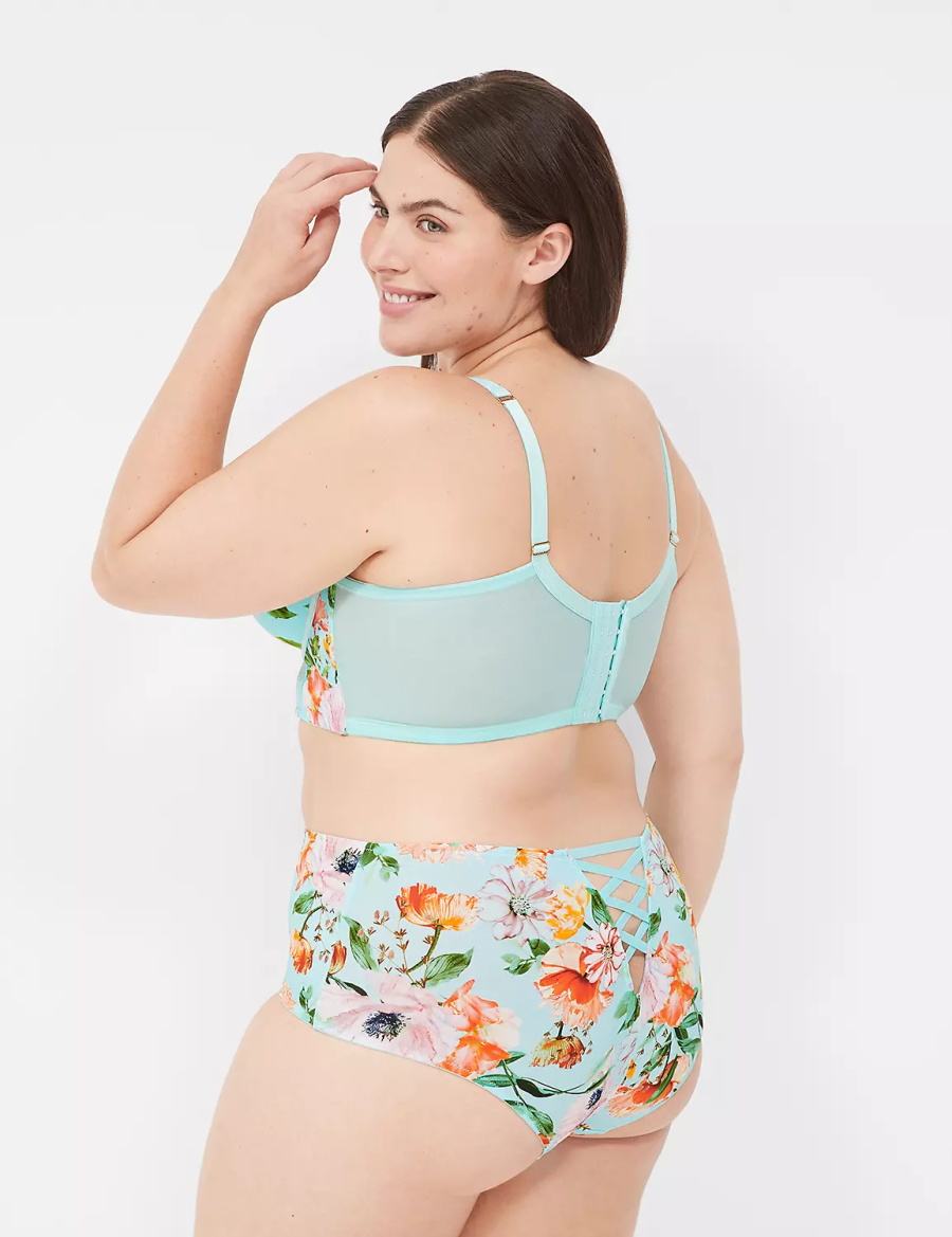 Women Lane Bryant Printed Boost Longline Balconette Bra Turquoise | VYH4721UY