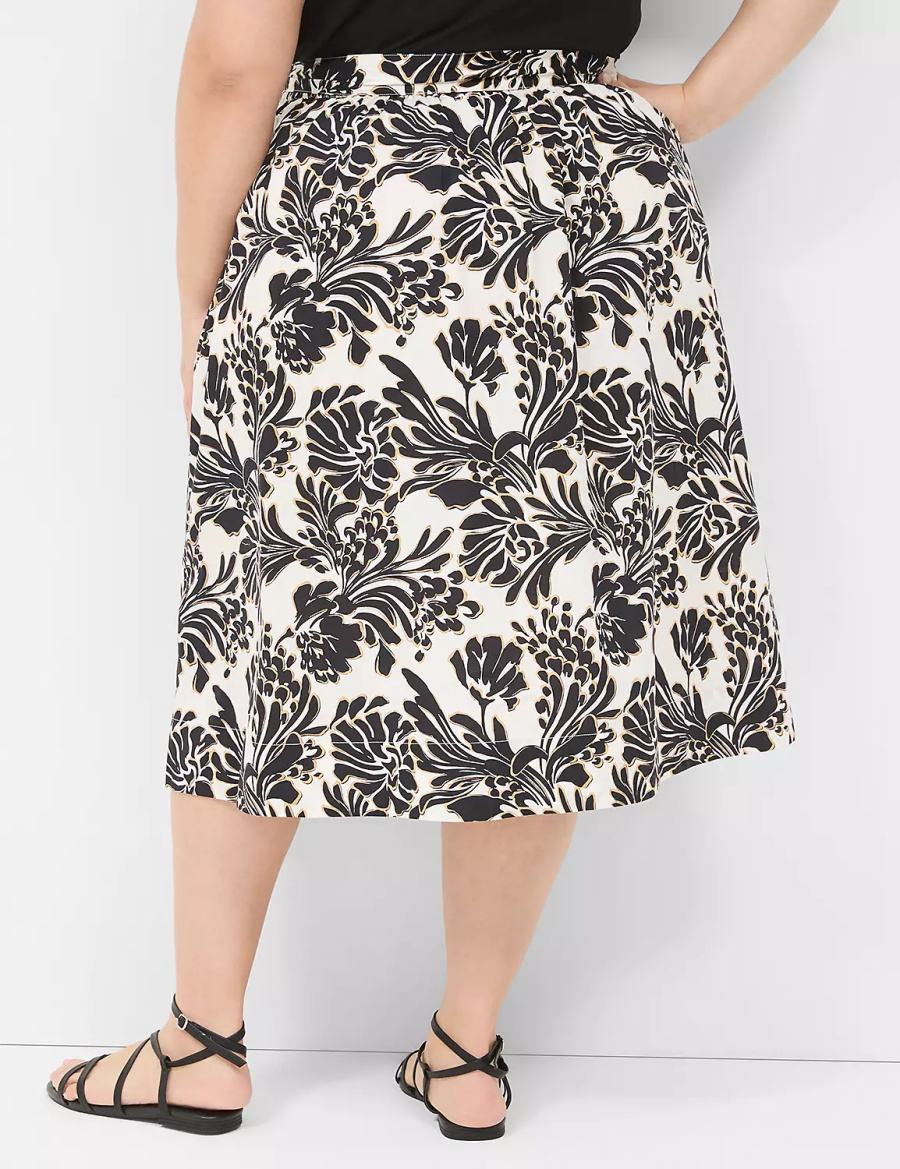 Women Lane Bryant Printed Midi Skirts Black | HRR176GH