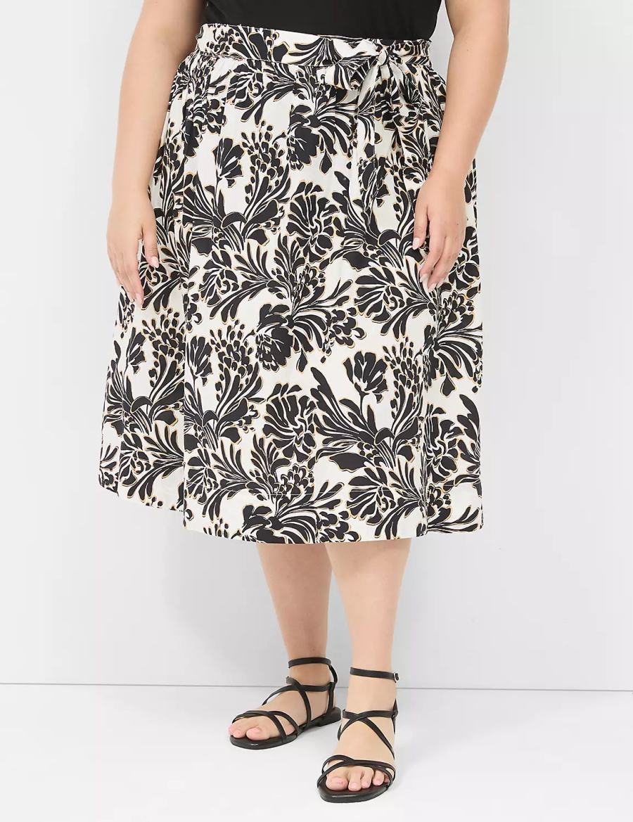Women Lane Bryant Printed Midi Skirts Black | HRR176GH