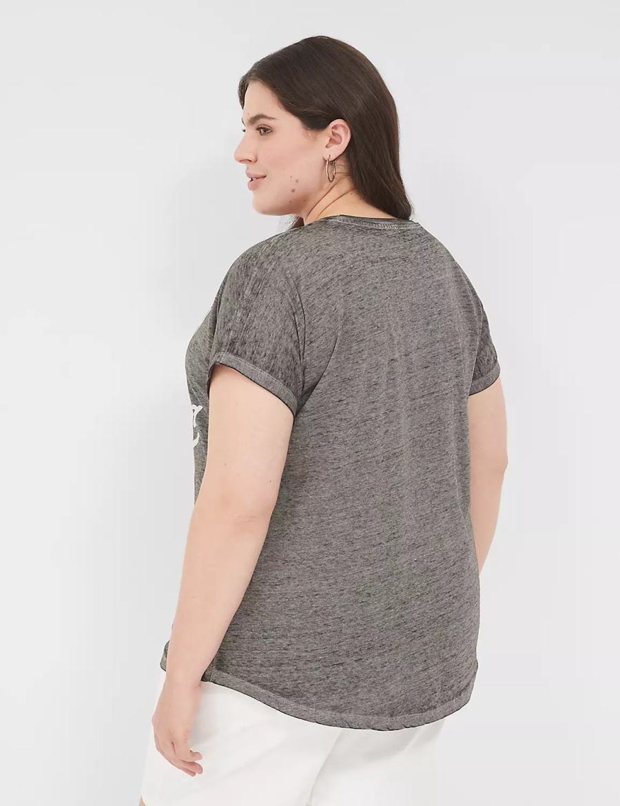 Women Lane Bryant Probably Late For Something Graphic Tee T Shirts Grey | CBH3993IT